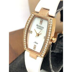 Armitron Women's Watch 75/5143 Quartz White Ceramic Rose Gold Stainless Steel